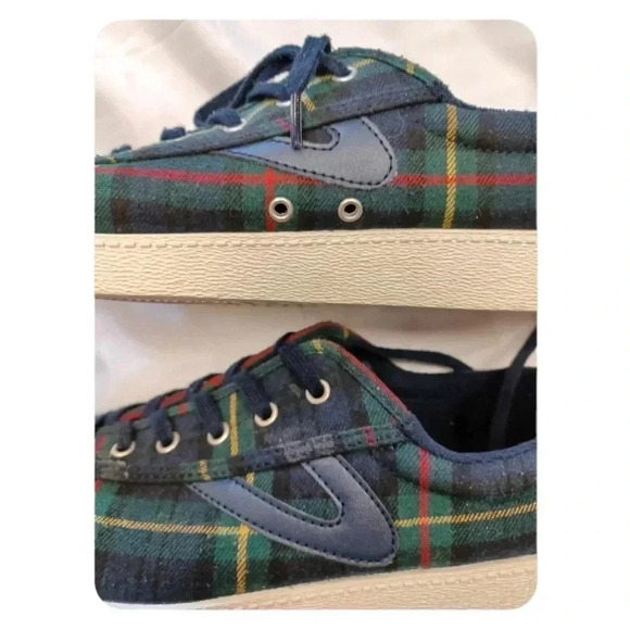 Tretorn Tartan Green Plaid Lace Up Sneakers Size 10 - Picture 9 of 11